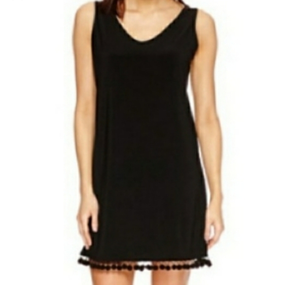 Tiana B. Dresses & Skirts - Tiana B black pom pom hem sheath dress